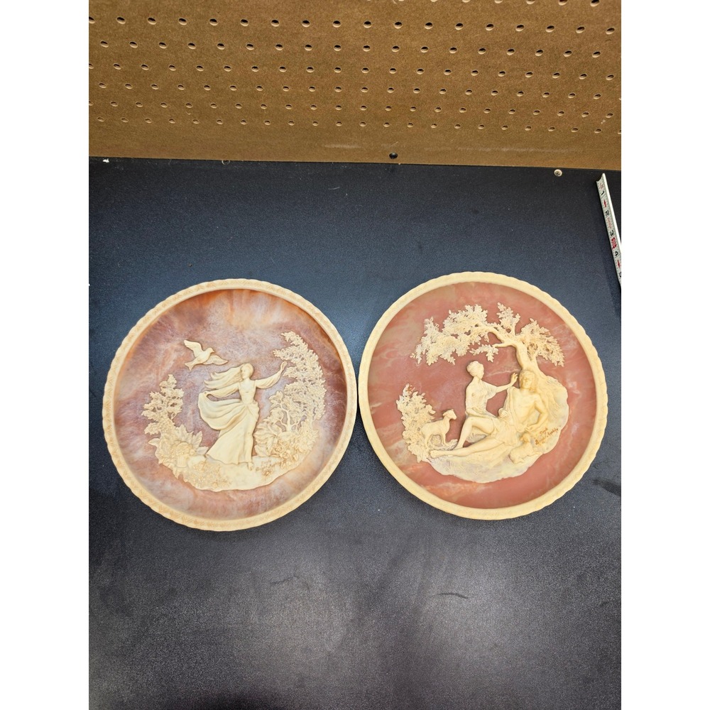 Vintage Incolay Studios Romantic Poets Plates Gayle Bright Appleby Set of 2